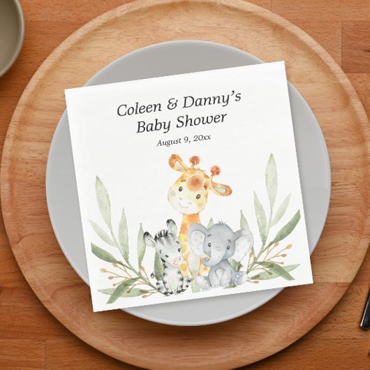 Niedliche Tiere Grünpflanzen geschlechtsneutral Serviette