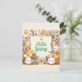 Niedliche Tiere, Hallo Frühling, Postüberqueren Postkarte (Stehend Vorderseite)
