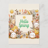Niedliche Tiere, Hallo Frühling, Postüberqueren Postkarte (Vorderseite)