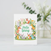 Niedliche Tiere, Hallo Frühling, Postüberqueren Postkarte (Stehend Vorderseite)