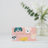 Niedliche Tiere Haustiere Sitter Dog Walker Rosa Visitenkarte (Stehend Vorderseite)