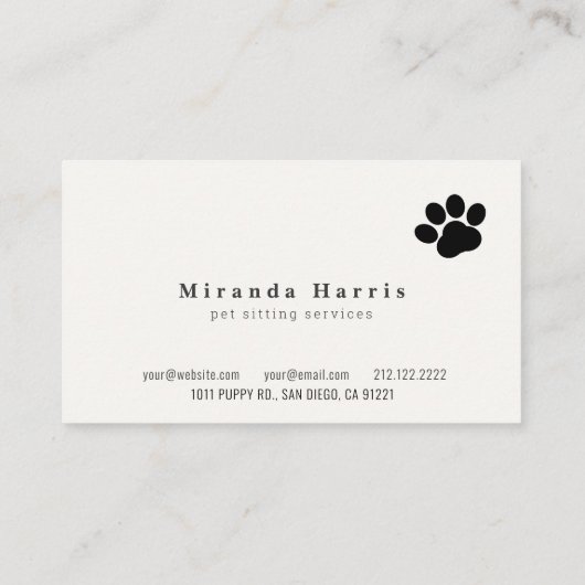 Niedliche Tiere Haustiere Sitter Dog Walker Visitenkarte (Rückseite)