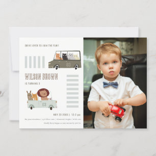 Niedliche Tiere im Foto  Kindergeburtstag Einladung