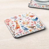 Niedliche Tiere im Garten Getränkeuntersetzer (Linke Seite)