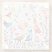 Niedliche Tiere im Garten Glasuntersetzer (Rückseite)