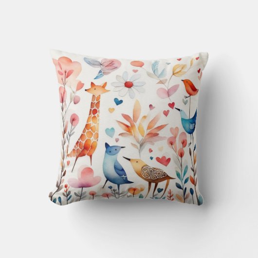 Niedliche Tiere im Garten Kissen (Vorderseite)