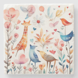 Niedliche Tiere im Garten Steinuntersetzer