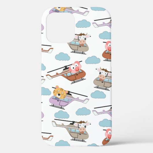 Niedliche Tiere im Hubschraubermuster Case-Mate iPhone Hülle (Rückseite)