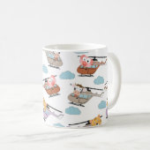 Niedliche Tiere im Hubschraubermuster Kaffeetasse (VorderseiteRechts)