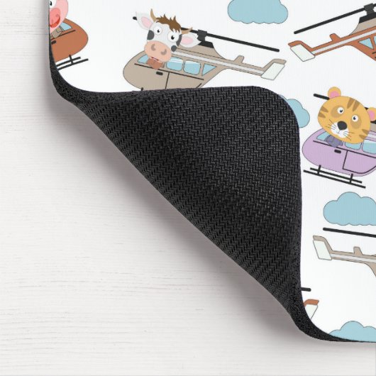 Niedliche Tiere im Hubschraubermuster Mousepad (Ecke)