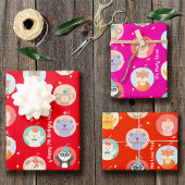 Niedliche Tiere im Party Hats Kinder Roter Glückwu Geschenkpapier Set