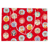 Niedliche Tiere im Party Hats Kinder Roter Glückwu Große Geschenktüte (Rückseite)