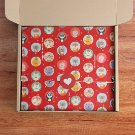 Niedliche Tiere im Party Hats Kinder Roter Glückwu Seidenpapier