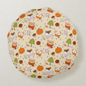 Niedliche Tiere im Rain Round Kinderzimmer Kissen (Rückseite)