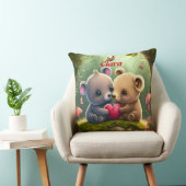 Niedliche Tiere in der Liebe werfen Kissen (Stuhl )