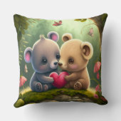 Niedliche Tiere in der Liebe werfen Kissen (Rückseite)