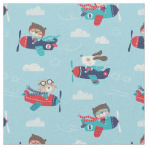 Niedliche Tiere in hellblauen Flugzeugen