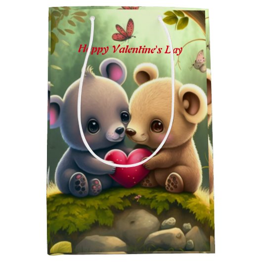 Niedliche Tiere in Liebe Mittlere Geschenktüte (Vorderseite)