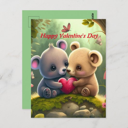 Niedliche Tiere in Liebe Postkarte (Vorne/Hinten)