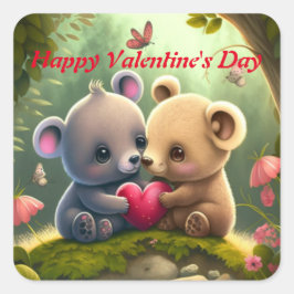 Niedliche Tiere in Liebe Quadratischer Aufkleber