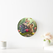 Niedliche Tiere in Liebe Runde Wanduhr (Zuhause)