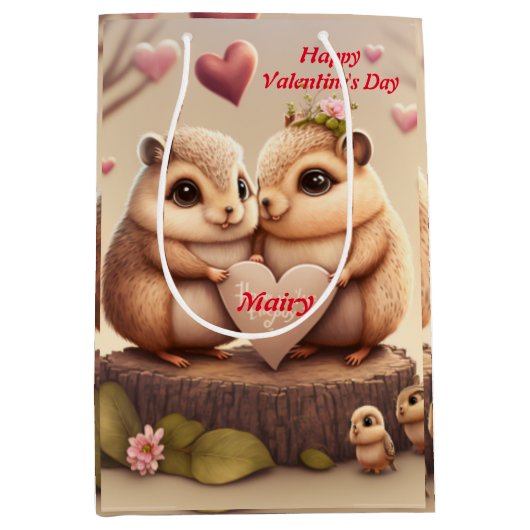 Niedliche Tiere in Lieben Mittlere Geschenktüte (Vorderseite)