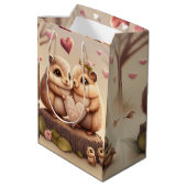 Niedliche Tiere in Lieben Mittlere Geschenktüte (Rückseite Schrägansicht)
