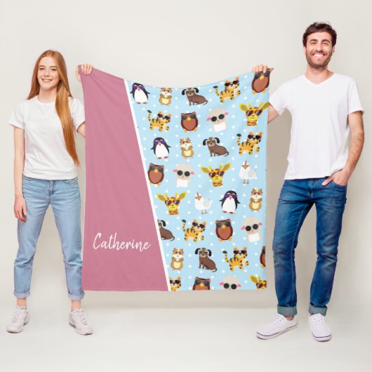 Niedliche Tiere in Sonnenbrille mit Namen Fleecedecke (Beispiel)