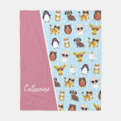 Niedliche Tiere in Sonnenbrille mit Namen Fleecedecke (Vorderseite)