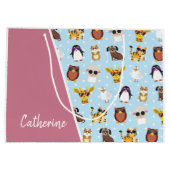 Niedliche Tiere in Sonnenbrille mit Namen Große Geschenktüte (Rückseite)