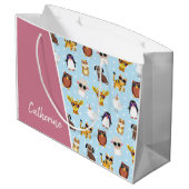 Niedliche Tiere in Sonnenbrille mit Namen Große Geschenktüte (Rückseite Schrägansicht)