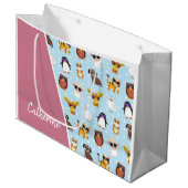 Niedliche Tiere in Sonnenbrille mit Namen Große Geschenktüte (Vorderseite Schrägansicht)