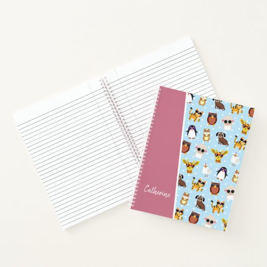Niedliche Tiere in Sonnenbrille mit Namensschild Notizblock (Innenseite)