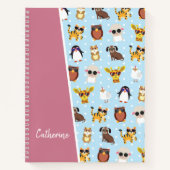 Niedliche Tiere in Sonnenbrille mit Namensschild Notizblock (Vorderseite)