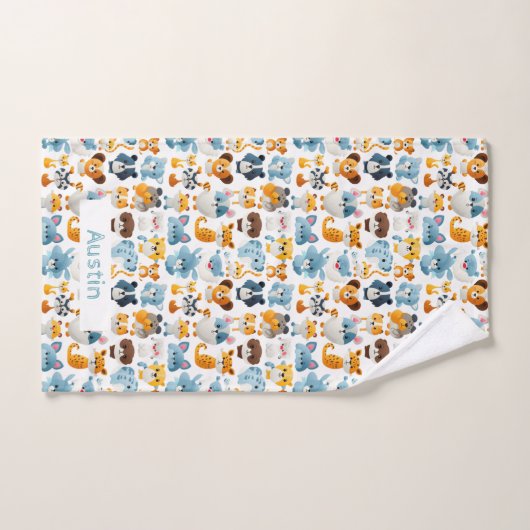 Niedliche Tiere Individuelle Name Kinder Badhandtuch Set (Handtuch)