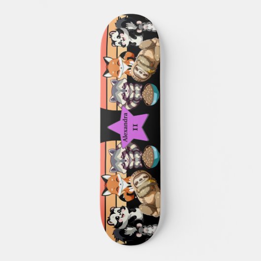 Niedliche Tiere Individuelle Name Skateboard (Vorderseite)