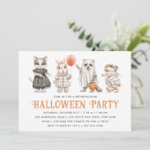 Niedliche Tiere Kids Halloween KostümParty Einladung (Stehend Vorderseite)