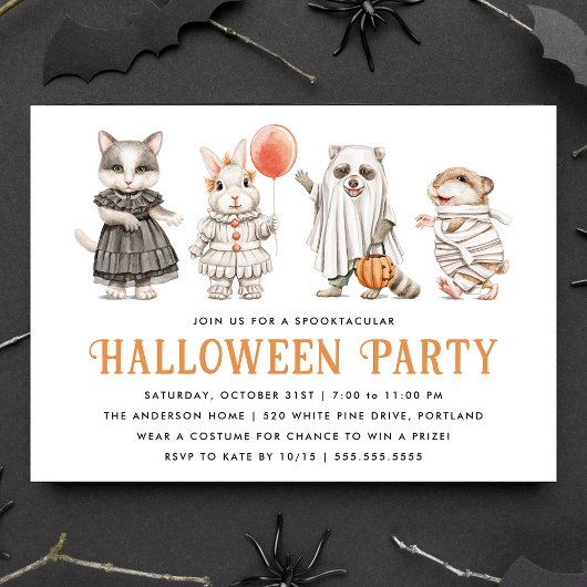 Niedliche Tiere Kids Halloween KostümParty Einladung