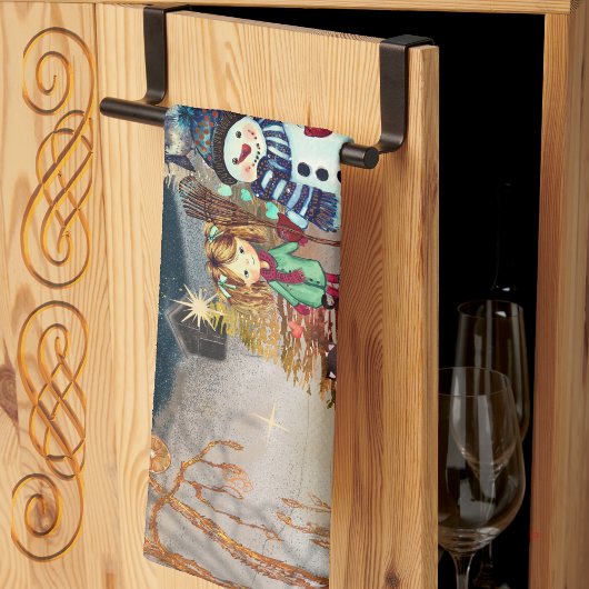 Niedliche Tiere, Kinder Weihnachten blau Geschirrtuch