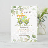 Niedliche Tiere LKW-Antrieb durch Babydusche Einladung (Stehend Vorderseite)