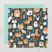 Niedliche Tiere machen Spaß beim Design, grüne Dek Einladung (Vorne/Hinten)