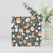 Niedliche Tiere machen Spaß beim Design, grüne Dek Einladung (Stehend Vorderseite)