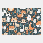 Niedliche Tiere machen Spaß beim Design, grüne Dek Geschenkpapier Set (Vorderseite 3)