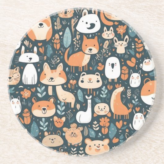 Niedliche Tiere machen Spaß beim Design, grüne Dek Getränkeuntersetzer (Vorne)