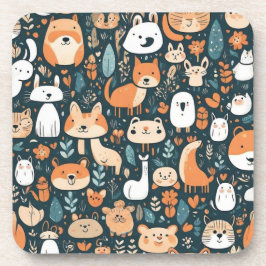 Niedliche Tiere machen Spaß beim Design, grüne Dek Getränkeuntersetzer