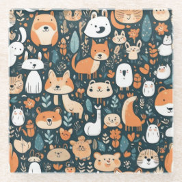 Niedliche Tiere machen Spaß beim Design, grüne Dek Glasuntersetzer