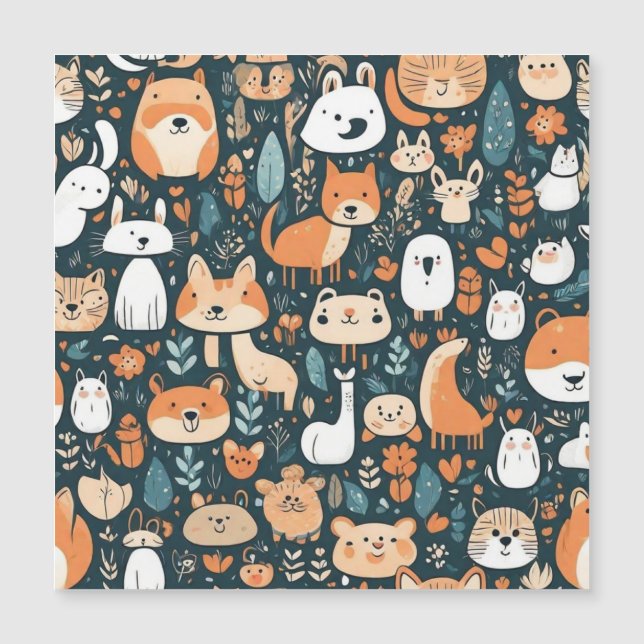 Niedliche Tiere machen Spaß beim Design, grüne Dek Magnetkarte (Vorderseite)