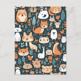 Niedliche Tiere machen Spaß beim Design, grüne Dek Postkarte