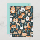 Niedliche Tiere machen Spaß beim Design, grüne Dek Postkarte (Vorne/Hinten)