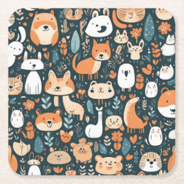 Niedliche Tiere machen Spaß beim Design, grüne Dek Rechteckiger Pappuntersetzer